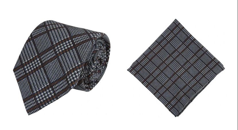 Coffret Cravate + Pochette en laine bleue