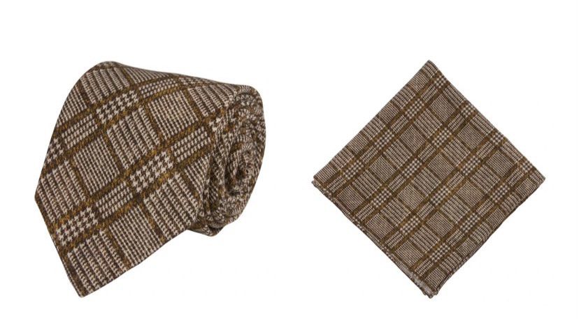 Coffret Cravate + Pochette motif écossais