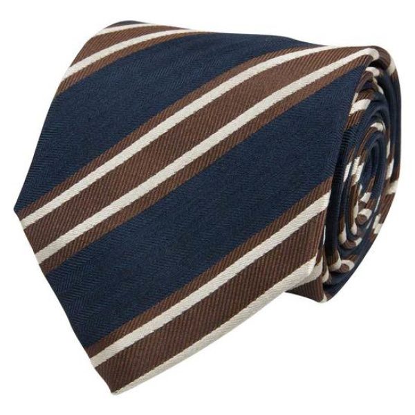 Cravate en soie rayée bleue